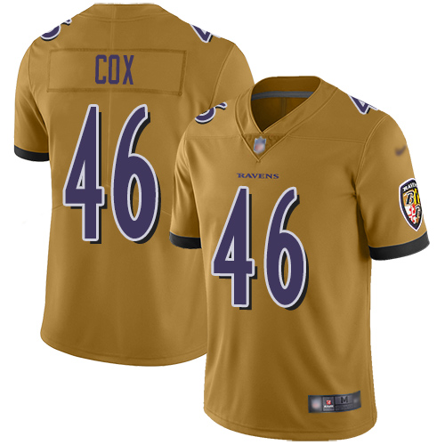 Baltimore Ravens Limited Gold Men Morgan Cox Jersey NFL Football #46 Inverted Legend